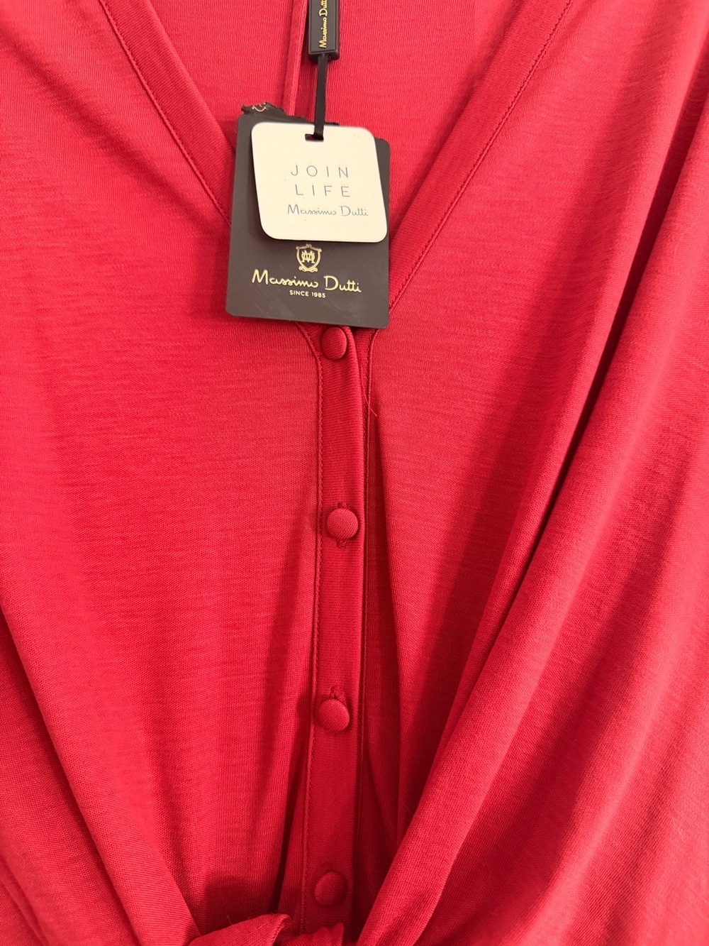 NWT Massimo Dutti Tie Front Jersey Midi Dress - Picture 6 of 9
